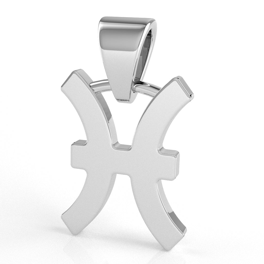 Pisces Zodiac Sign Pendant In Solid 10K White Gold