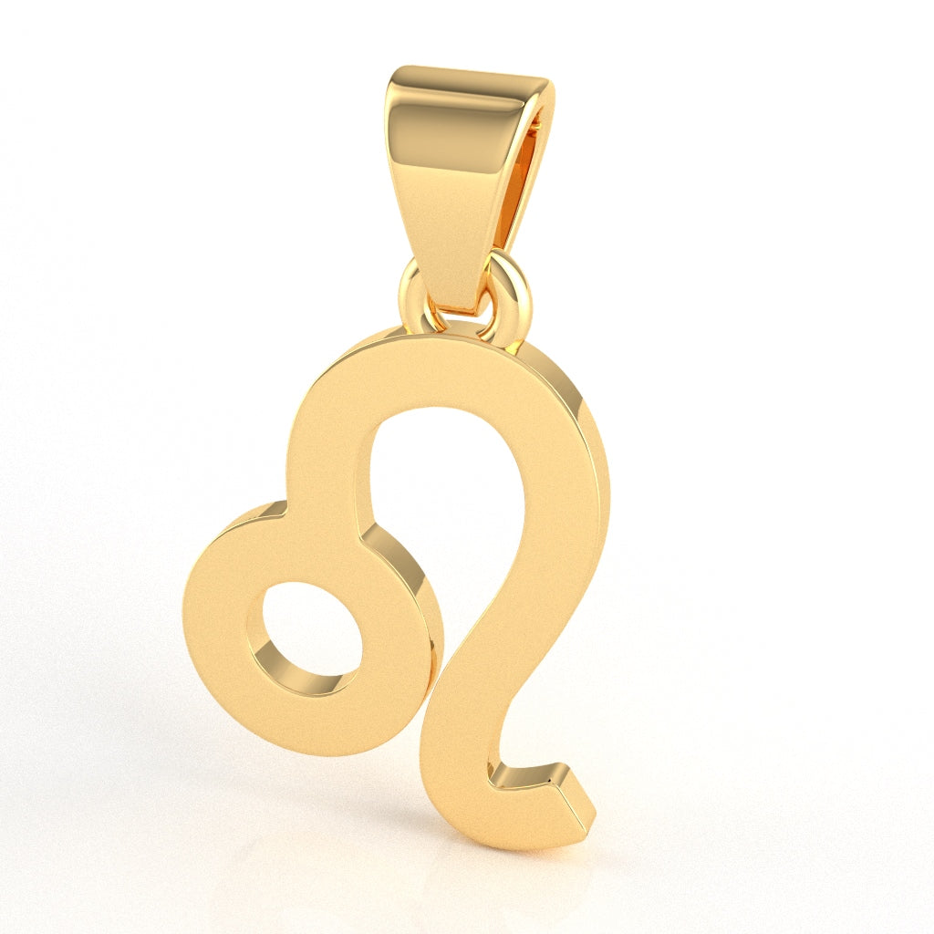 Leo Zodiac Sign Pendant In Solid 14K Yellow Gold