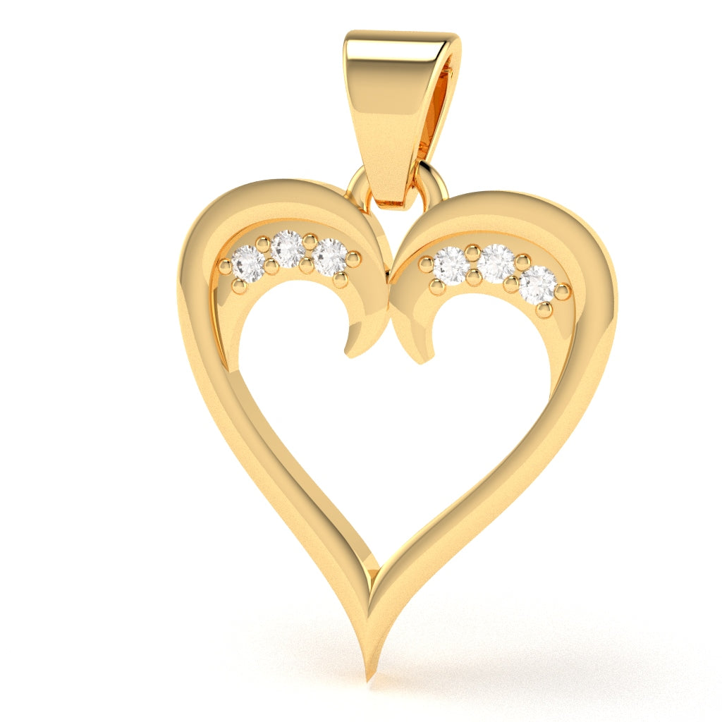 Heart Love Diamond Encrusted Pendant In 14k Yellow Gold