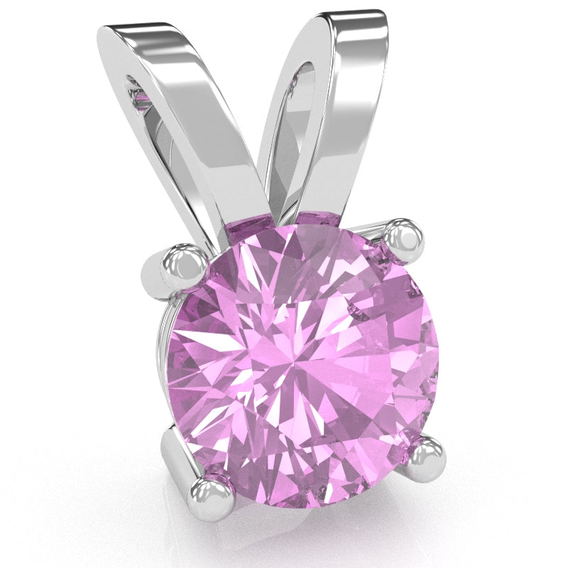 Lab-Created Pink Sapphire Solitaire Pendant In 14k White Gold