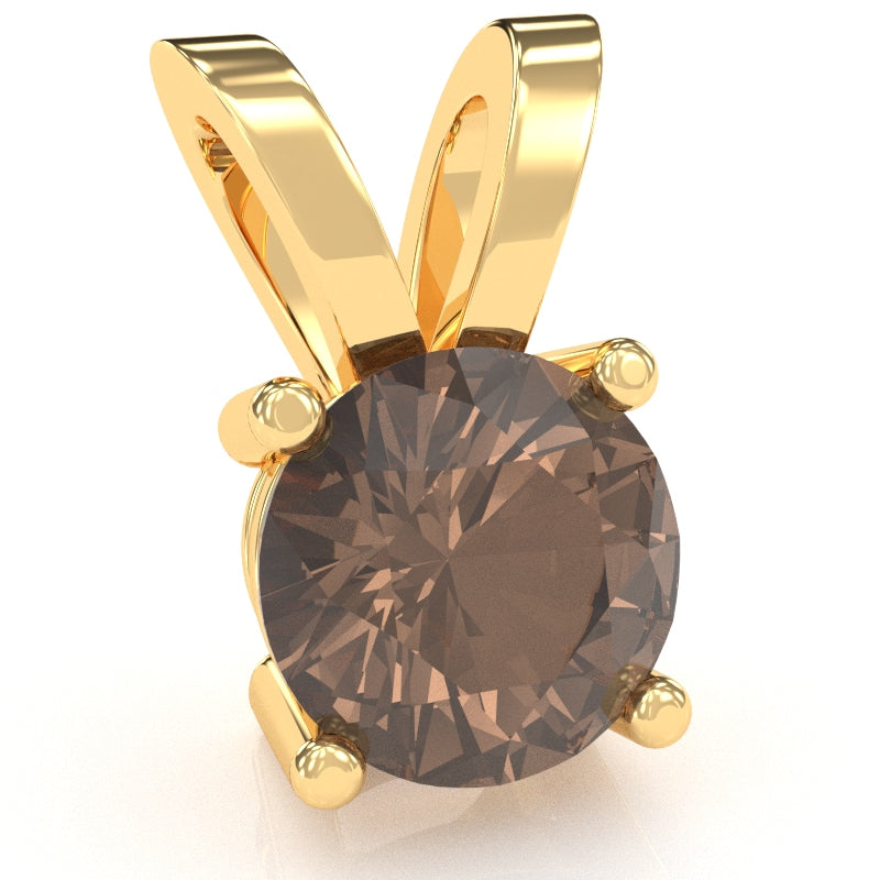 Smoky Quartz Solitaire Pendant In 14k Yellow Gold