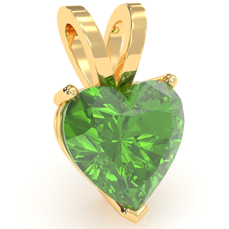 Peridot Heart Solitaire Pendant In 14k Yellow Gold