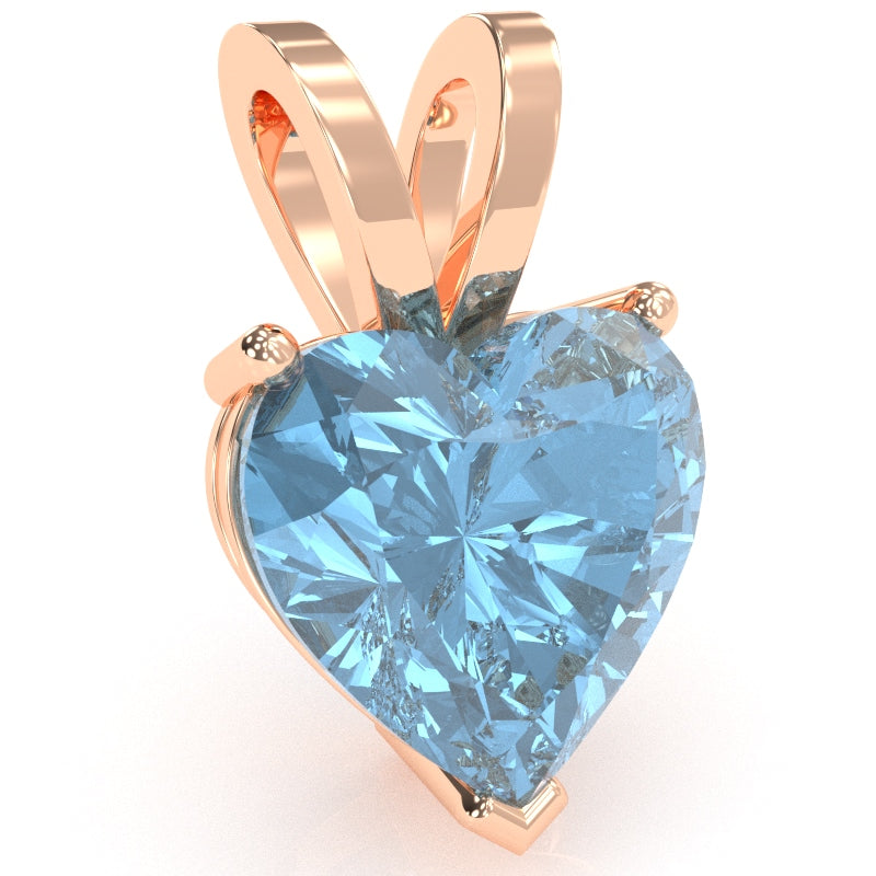Blue Topaz Heart Solitaire Pendant In 14k Rose Gold