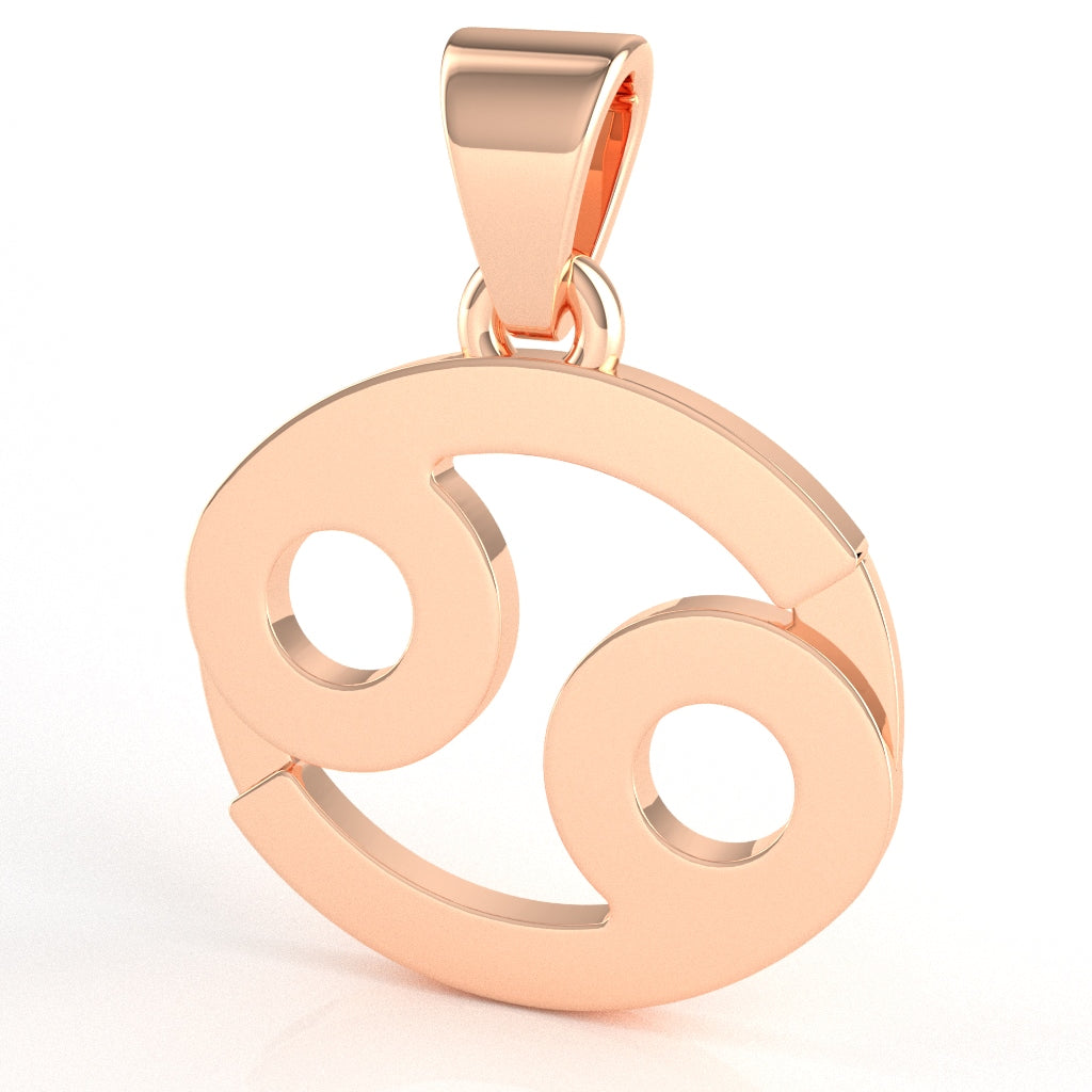 Cancer Zodiac Sign Pendant In Solid 10K Rose Gold