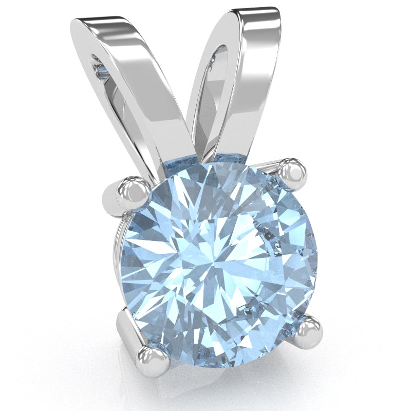 Aquamarine Solitaire Pendant In 14k White Gold