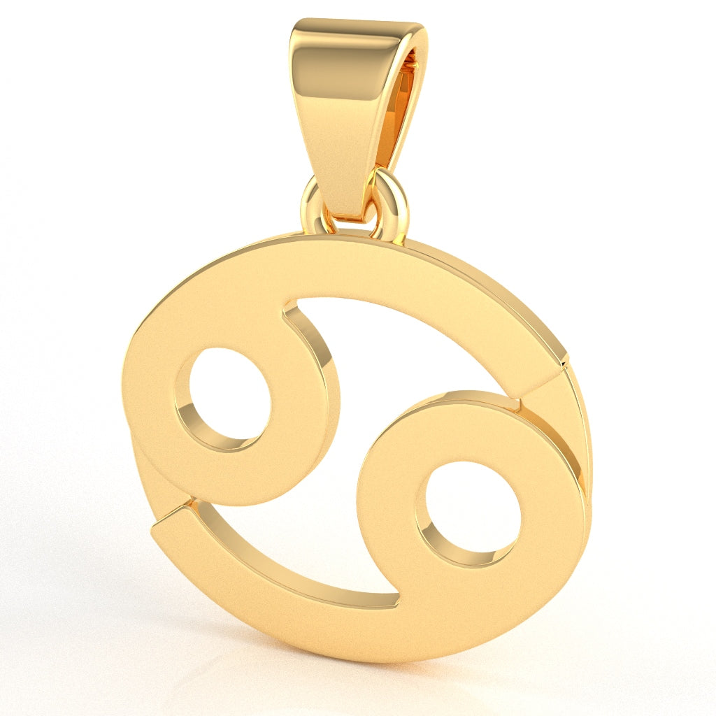 Cancer Zodiac Sign Pendant In Solid 10K Yellow Gold