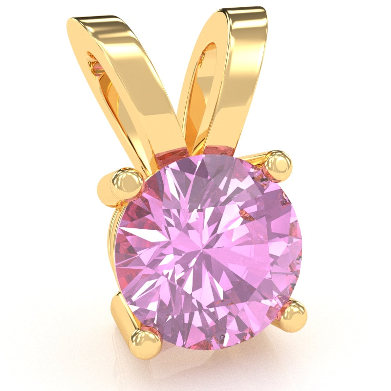 Lab-Created Pink Sapphire Solitaire Pendant In 14k Yellow Gold