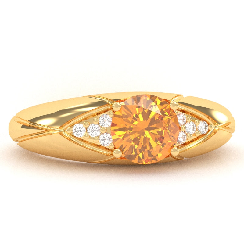 Designer Citrine Diamond Cocktail Ring In Solid 14k Yellow Gold
