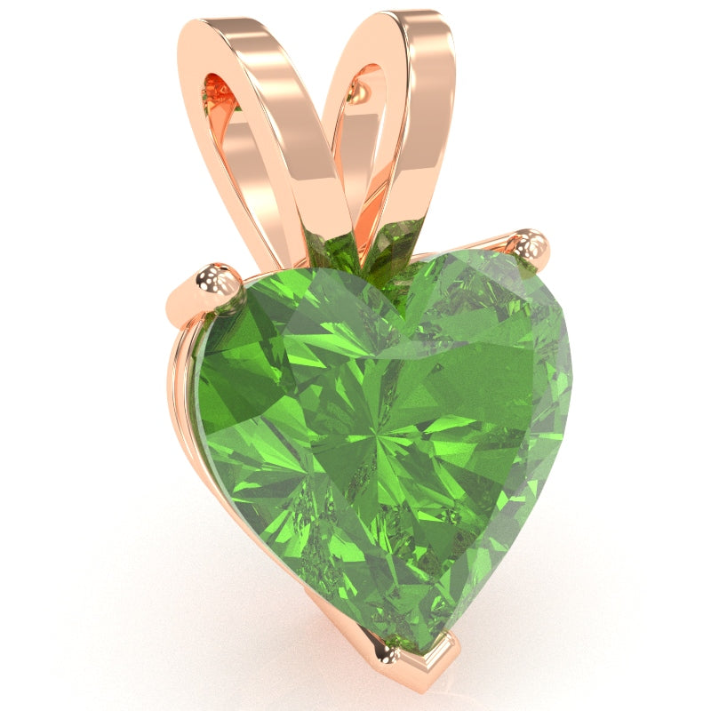 Peridot Heart Solitaire Pendant In 14k Rose Gold