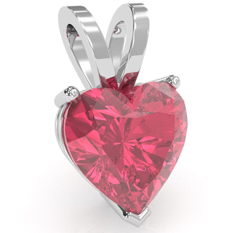 Pink Tourmaline Heart Solitaire Pendant In 14k White Gold
