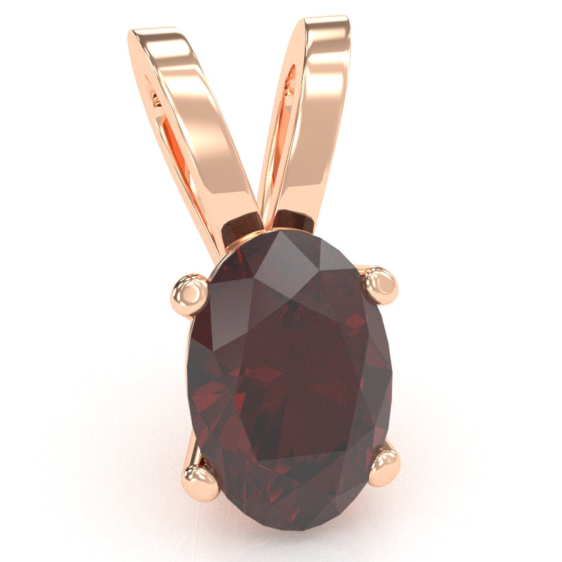 Garnet Oval Solitaire Pendant In 14k Rose Gold
