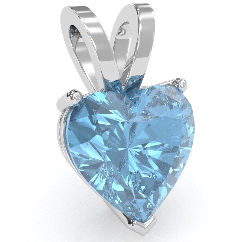 Blue Topaz Heart Solitaire Pendant In 14k White Gold