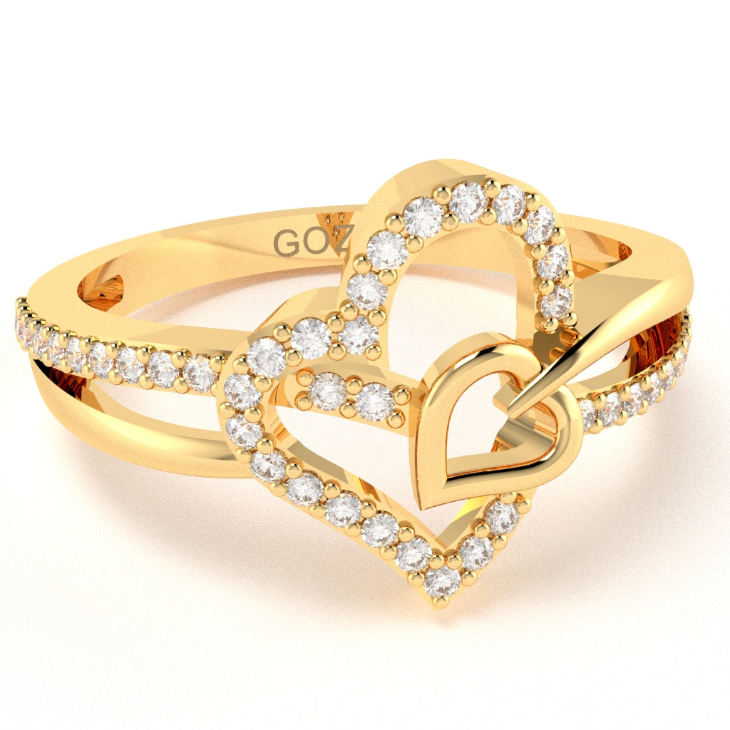 Sweethearts Heart-In-Heart Diamond Cocktail Ring In 14k Yellow Gold