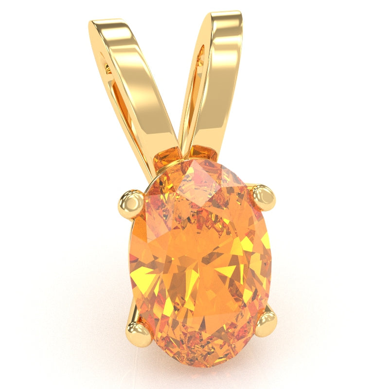 Citrine Oval Solitaire Pendant In 14k Yellow Gold