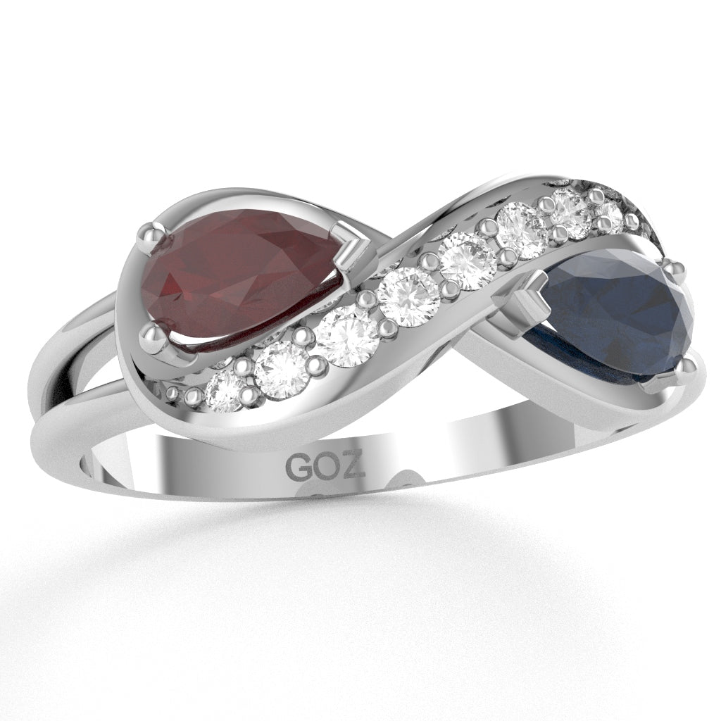 Customizable Gemstone Diamond Infinity Love Ring In 10k White Gold