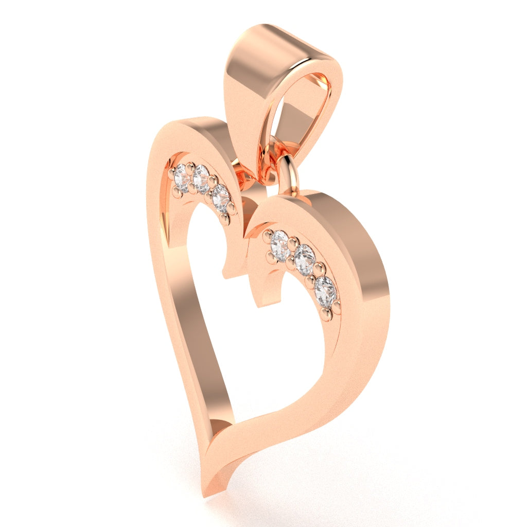 Heart Love Diamond Encrusted Pendant In 10k Rose Gold