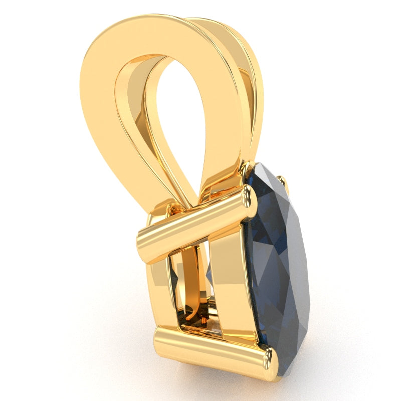 Lab-Created Sapphire Oval Solitaire Pendant In 14k Yellow Gold