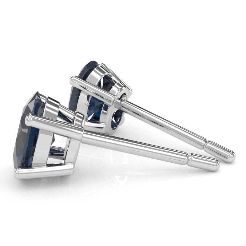 Lab-Created Sapphire 8x6mm Oval Stud Earrings in 14k White Gold