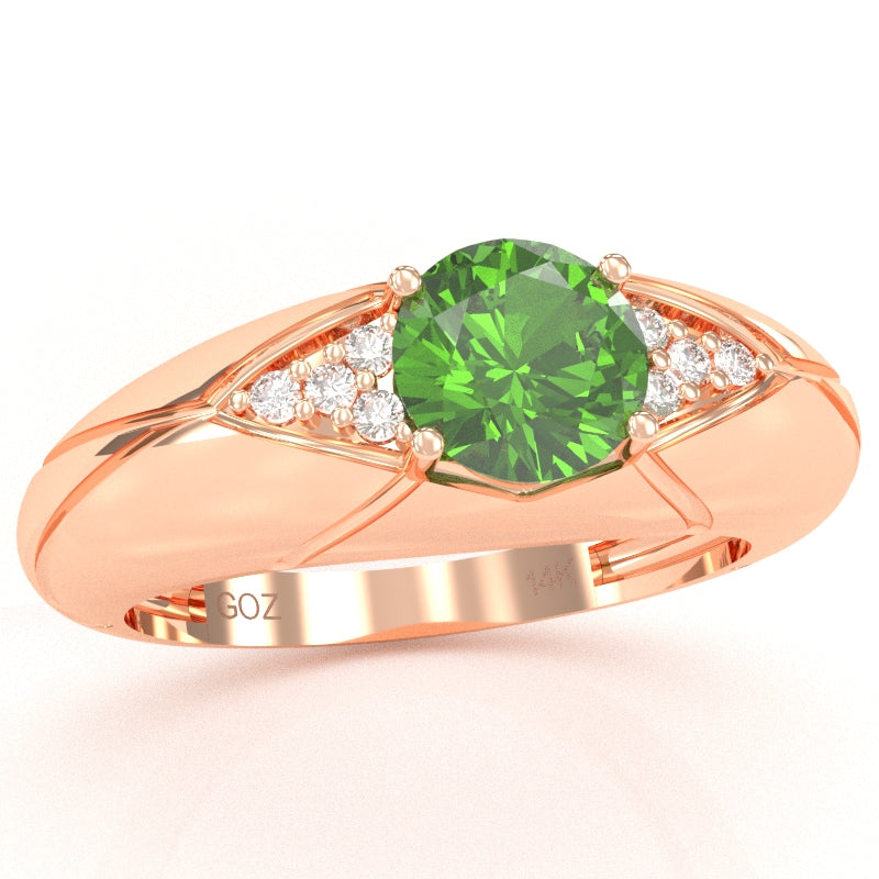 Designer Peridot Diamond Cocktail Ring In Solid 14k Rose Gold