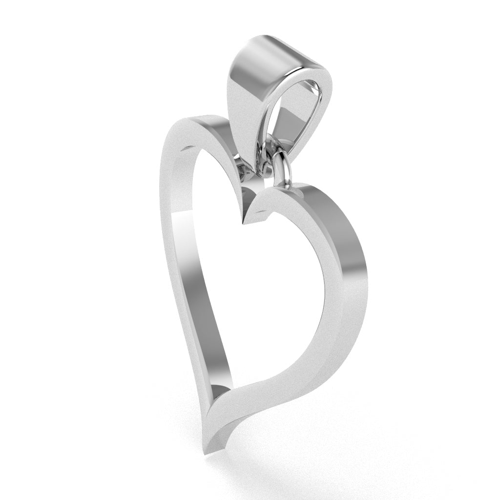 Heart Love Pendant Crafted In 14k White Gold