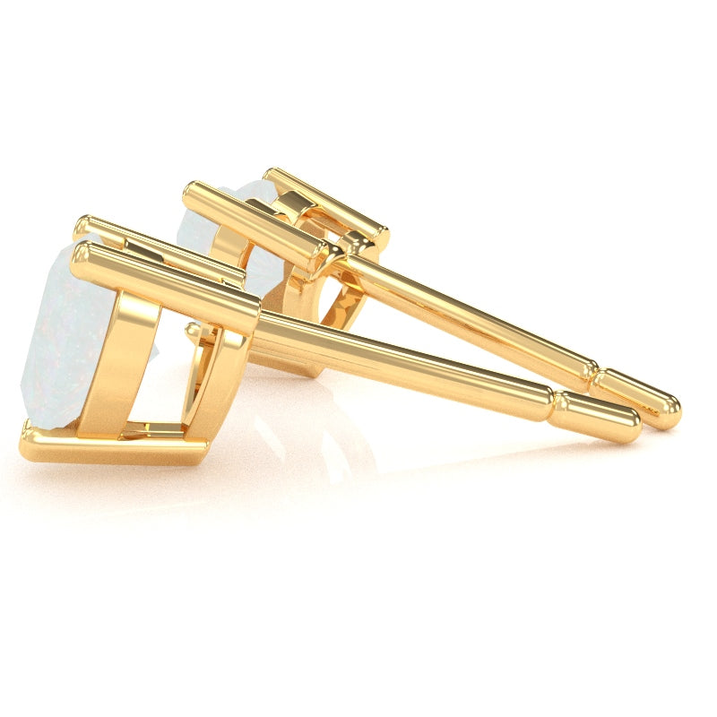 Opal 6mm Heart Stud Earrings in 14k Yellow Gold