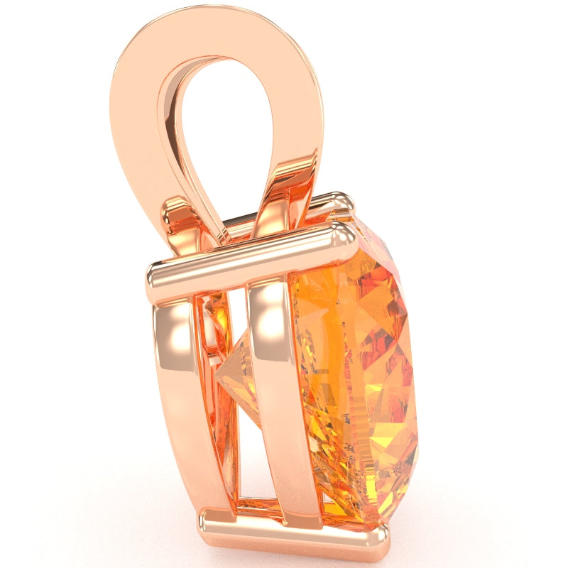 Citrine Heart Solitaire Pendant In 14k Rose Gold