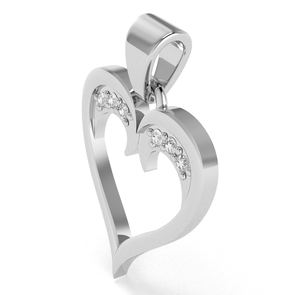 Heart Love Diamond Encrusted Pendant In 14k White Gold
