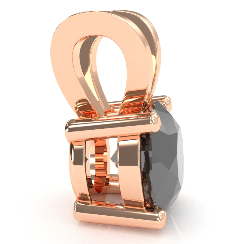 Black Onyx Solitaire Pendant In 14k Rose Gold