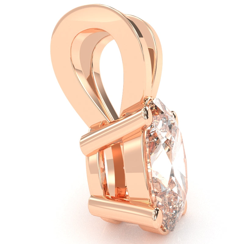 White Topaz Oval Solitaire Pendant In 14k Rose Gold