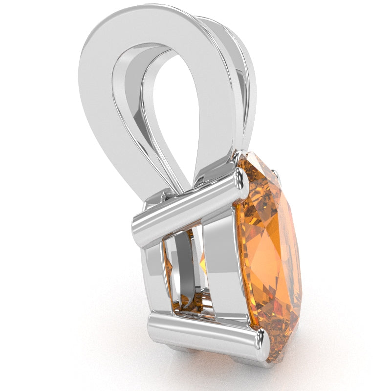 Citrine Oval Solitaire Pendant In 14k White Gold