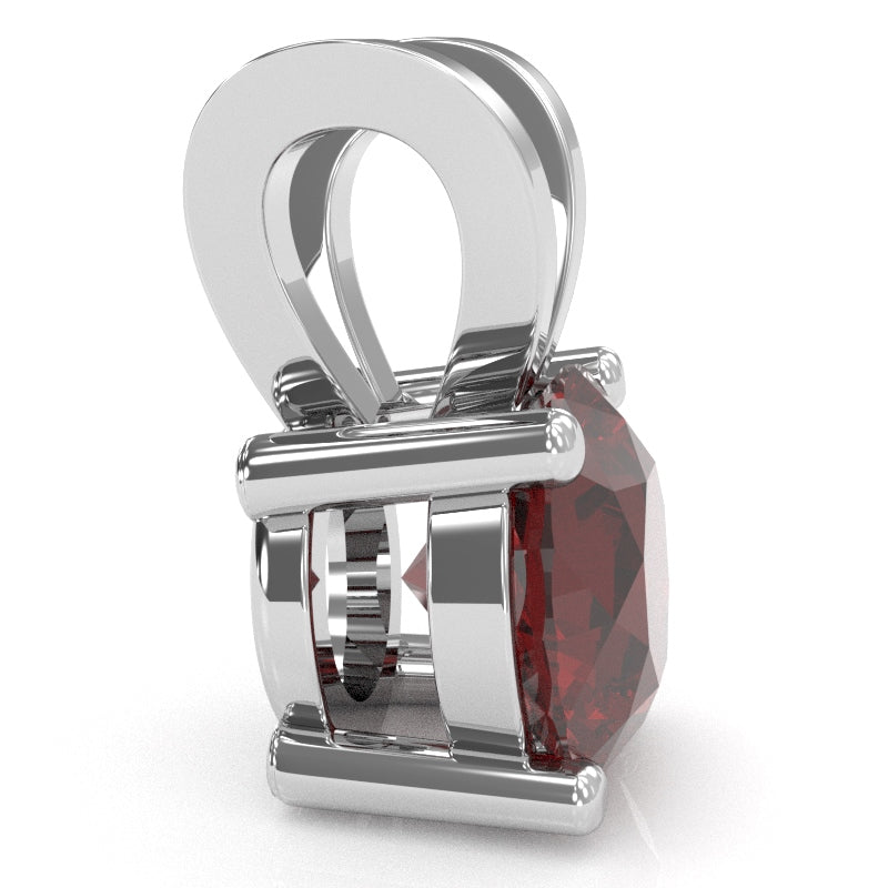 Lab-Created Ruby Solitaire Pendant In 14k White Gold