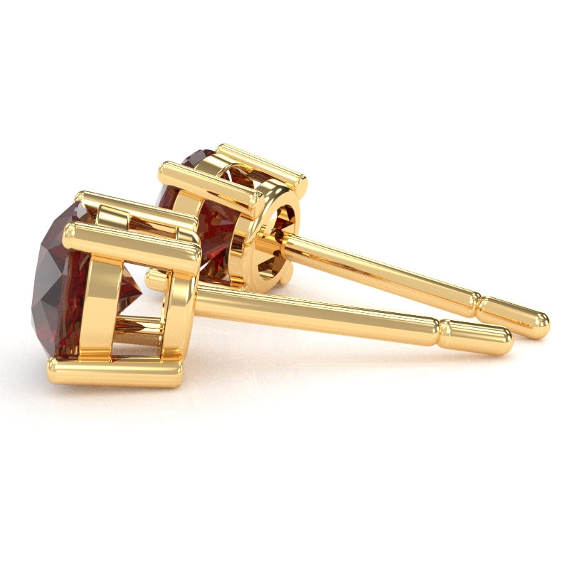 Lab-Created Ruby 5mm Round Stud Earrings in 14k Yellow Gold