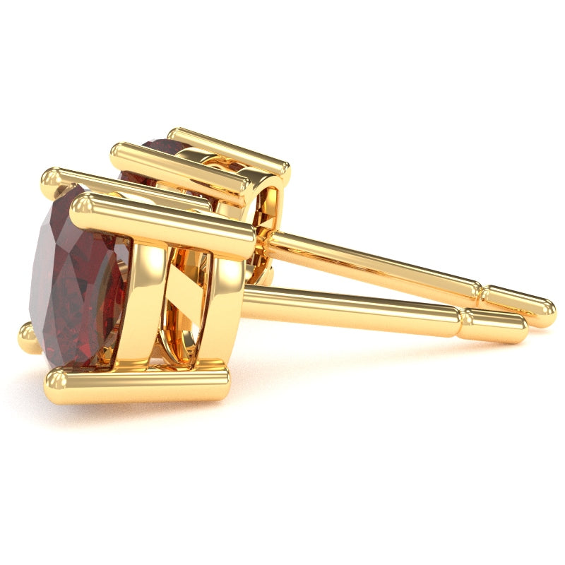 Lab-Created Ruby 6mm Cushion Stud Earrings in 14k Yellow Gold