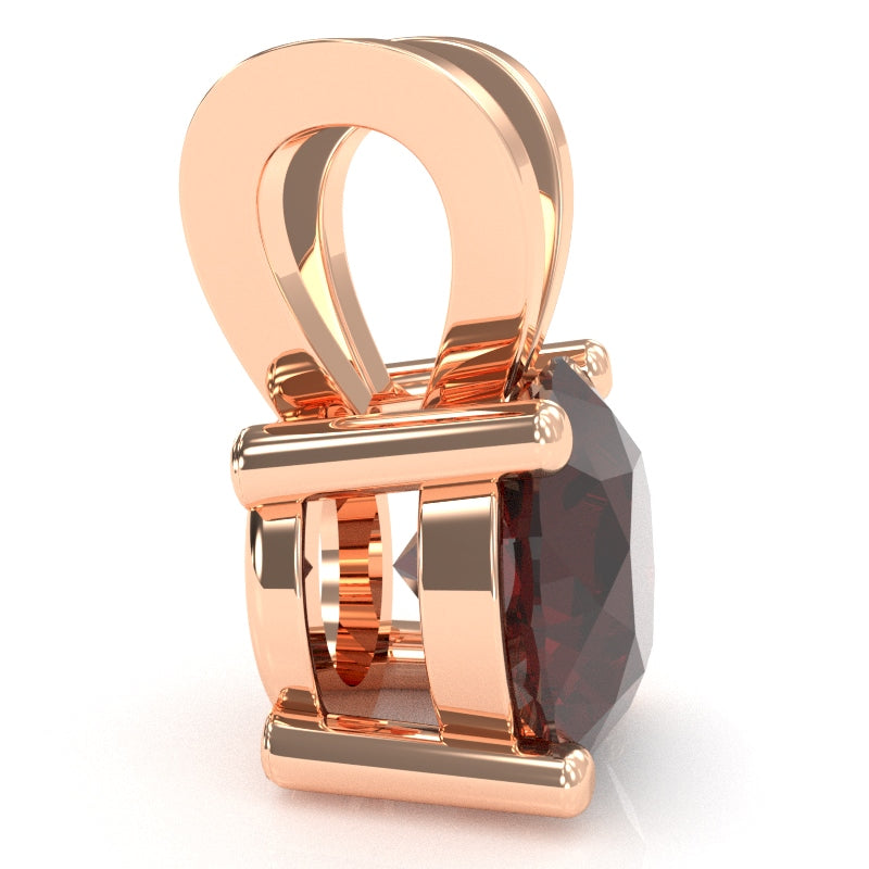 Garnet Solitaire Pendant In 14k Rose Gold
