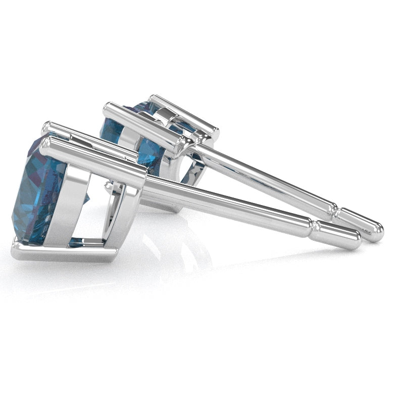 Lab-Created Alexandrite 6mm Heart Stud Earrings in 14k White Gold