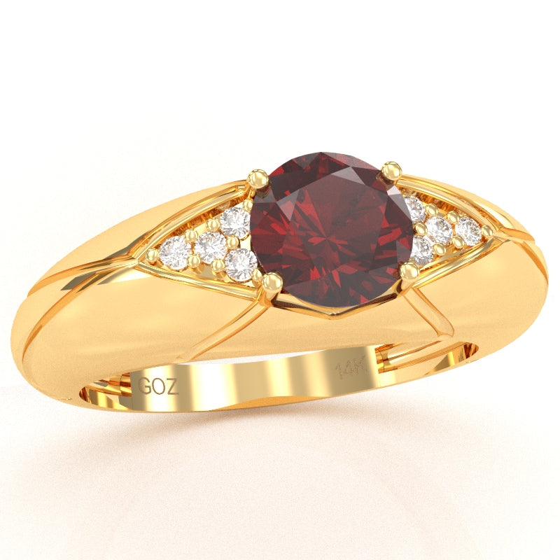 Designer Lab-Created Ruby Diamond Cocktail Ring In Solid 14k Yellow Gold