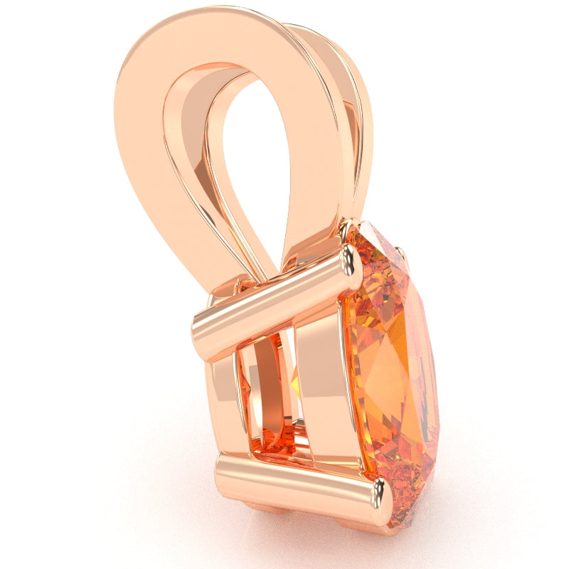 Citrine Oval Solitaire Pendant In 14k Rose Gold