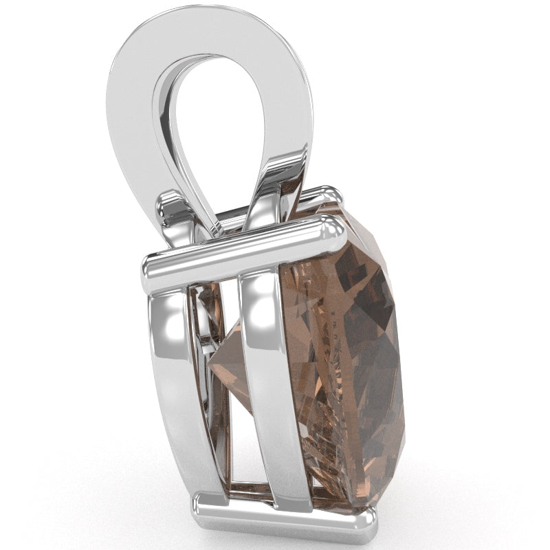 Smoky Quartz Heart Solitaire Pendant In 14k White Gold