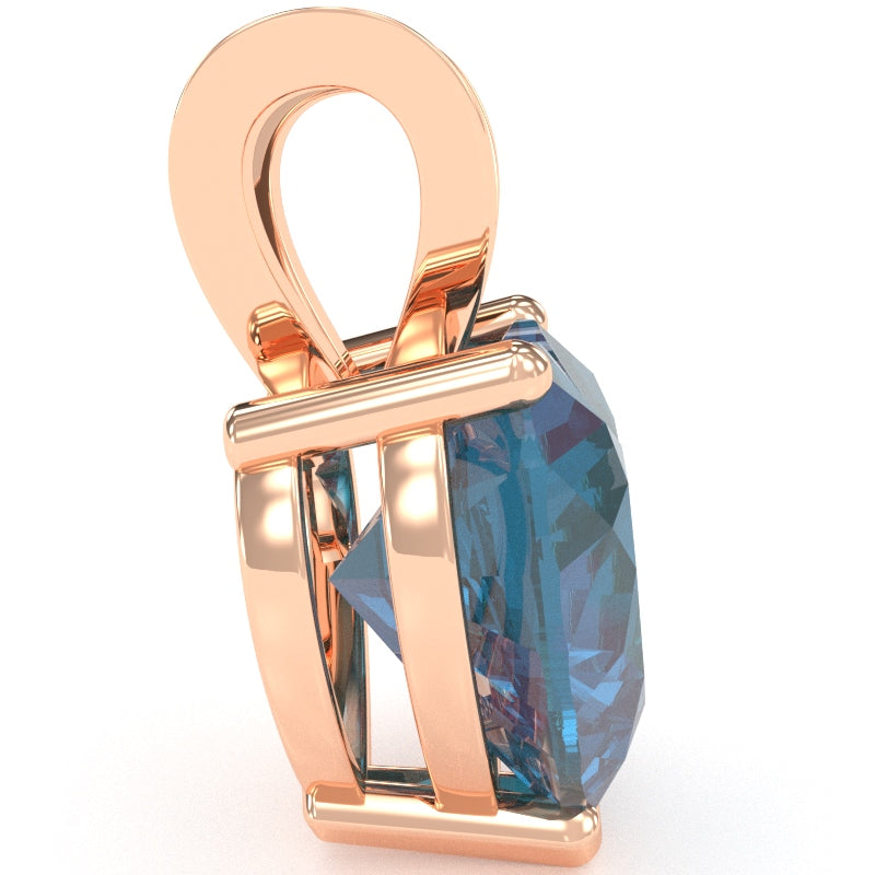 Lab-Created Alexandrite Heart Solitaire Pendant In 14k Rose Gold