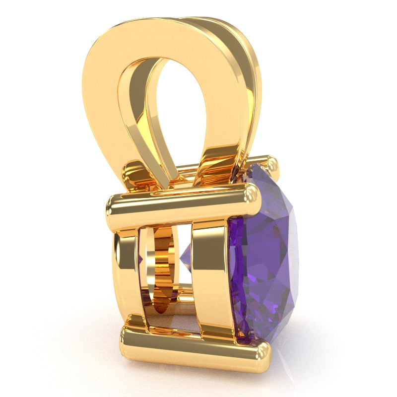 Amethyst Solitaire Pendant In 14k Yellow Gold