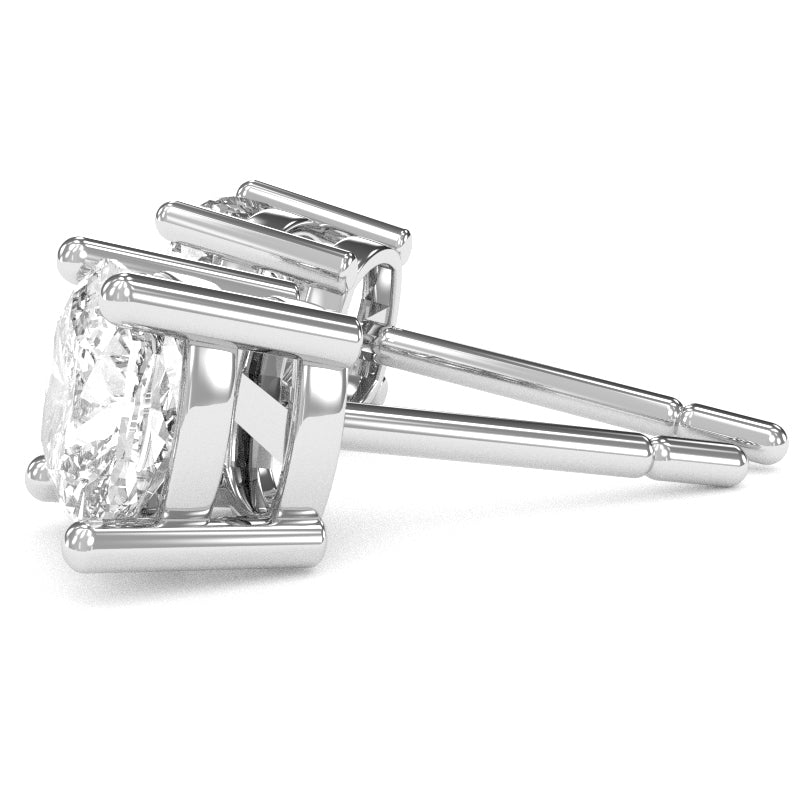 White Topaz 5mm Cushion Stud Earrings in 14k White Gold