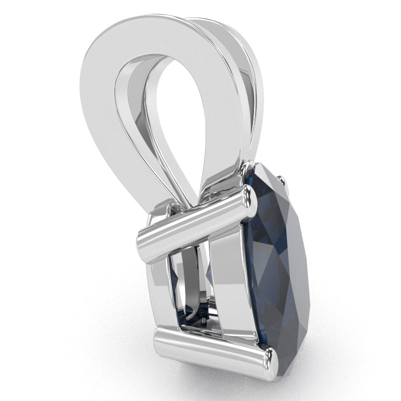Lab-Created Sapphire Oval Solitaire Pendant In 14k White Gold