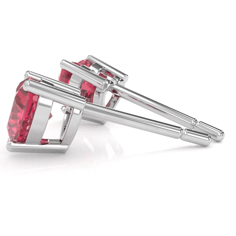 Pink Tourmaline 5mm Heart Stud Earrings in 14k White Gold