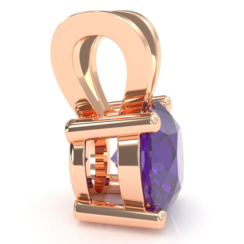 Amethyst Solitaire Pendant In 14k Rose Gold