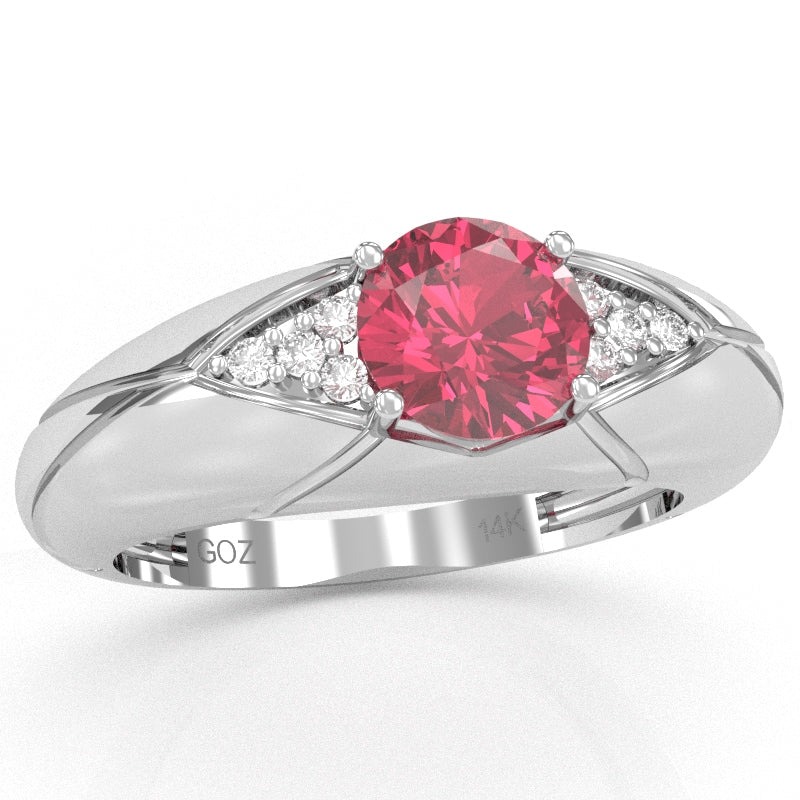 Designer Pink Tourmaline Diamond Cocktail Ring In Solid 14k White Gold