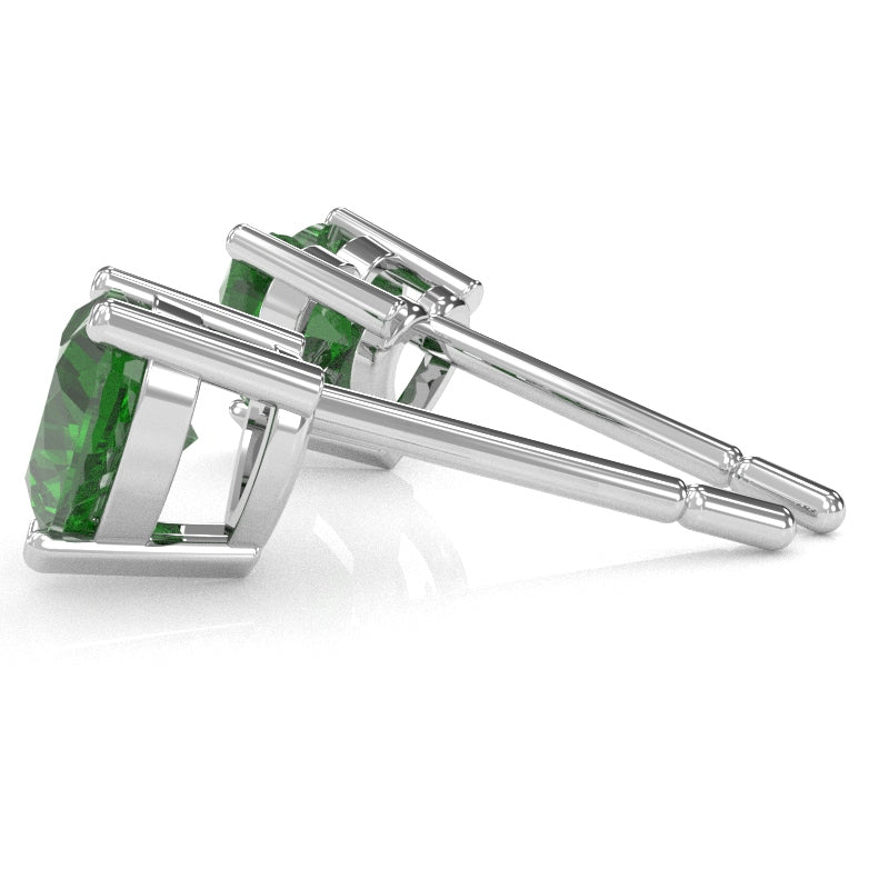 Lab-Created Emerald 6mm Heart Stud Earrings in 14k White Gold