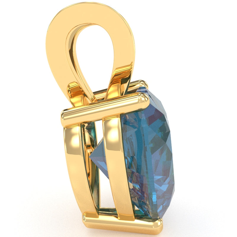 Lab-Created Alexandrite Heart Solitaire Pendant In 14k Yellow Gold