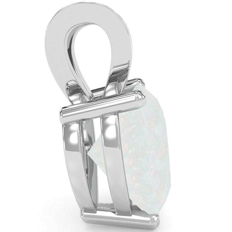 Opal Heart Solitaire Pendant In 14k White Gold