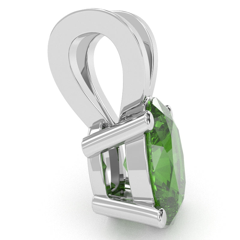 Peridot Oval Solitaire Pendant In 14k White Gold