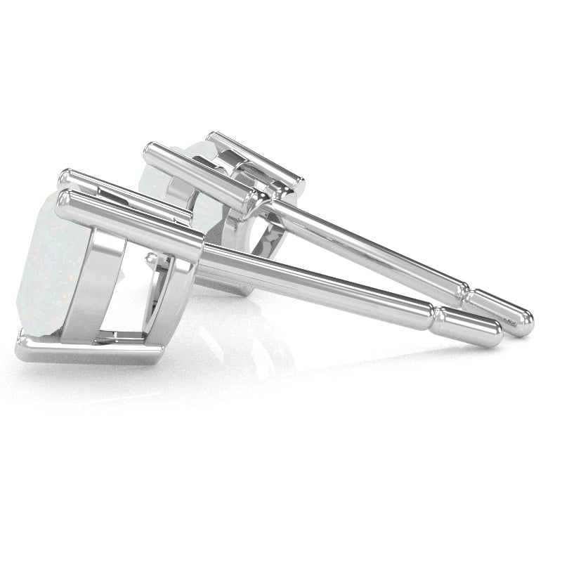 Opal 5mm Heart Stud Earrings in 14k White Gold